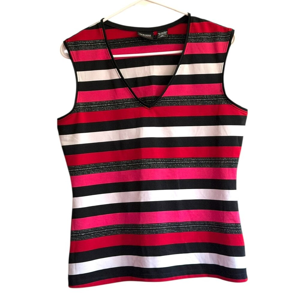 New York & Company Striped Sleeveless Tank Top